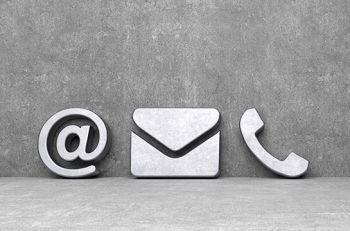 Symbole Klammeraffe, Brief, Telefonhörer