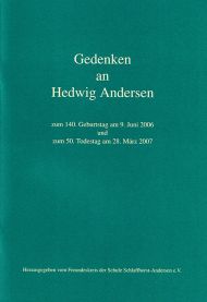 Buchcover - Gedenken an Hedwig Andersen